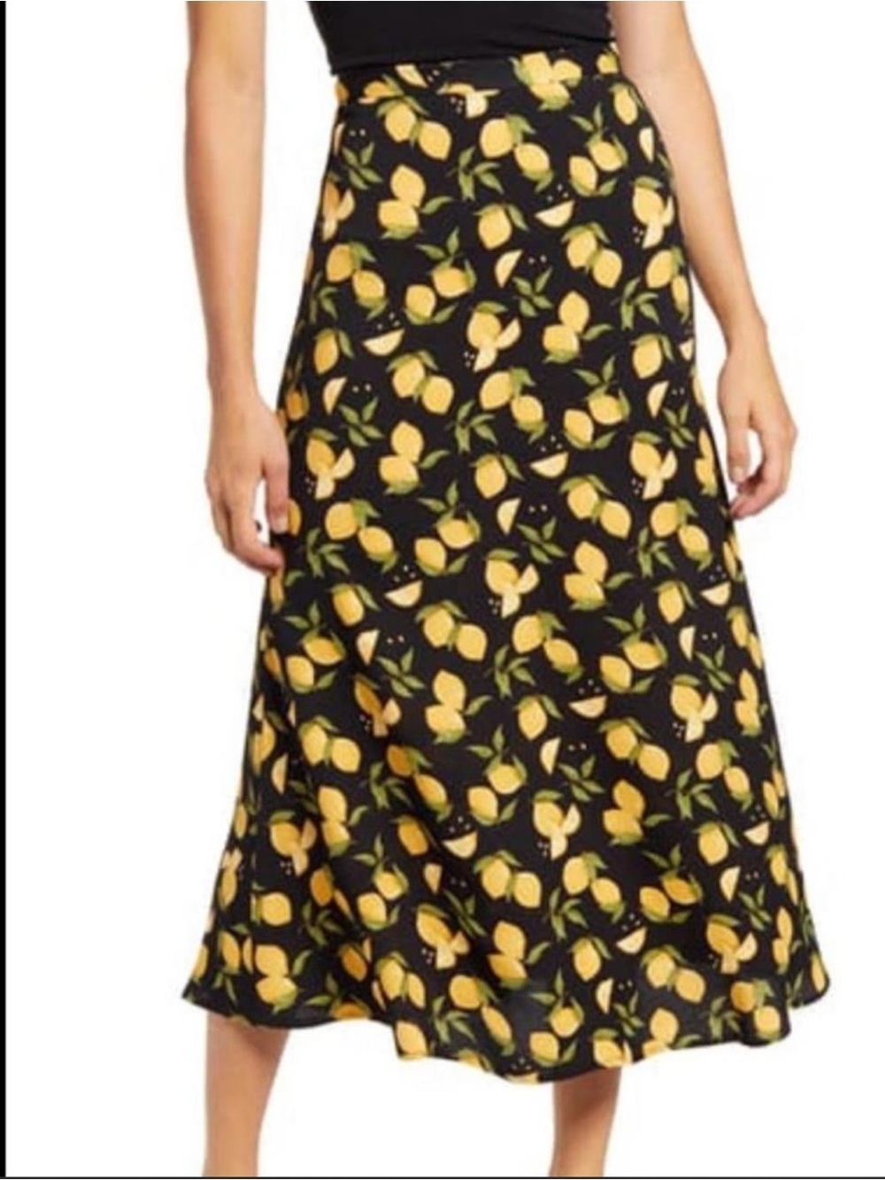 REFORMATION BEA MIDI SKIRT IN LEMON DROP